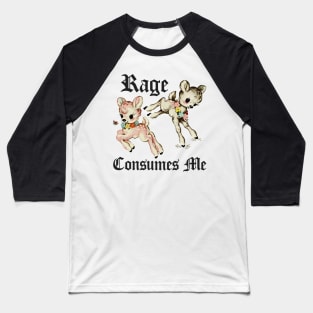 Rage Consumes Me, Funny Cute Deer Vintage 90s Style Shirt, Weirdcore Shirt, Funny Dark Humor Meme Shirt, Retro Vintage Cartoon Baseball T-Shirt